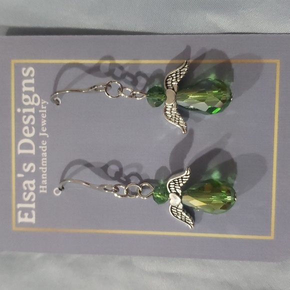 1281- Women's Angels Beads Dangle Earrings Handmade NWT - Picture 1 of 2
